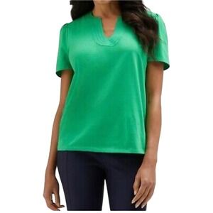 Rafaella Ladies Detailed V-Neck Short Sleeve Top Size XXL Fern Green‎ Casual NEW